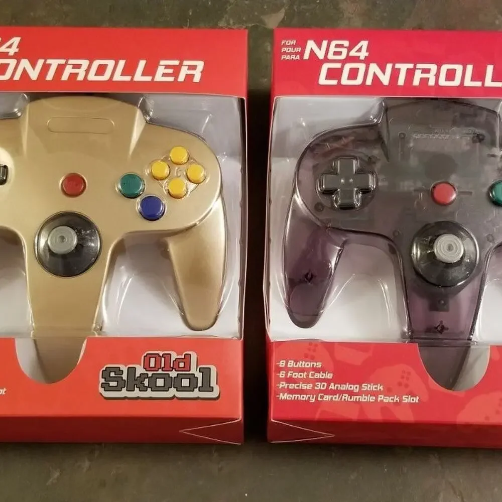 2 N64 Controllers - Gold & Atomic Purple (NEW) - Nintendo64 - Old Skool